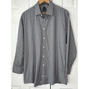 English Laundry Men Shirt Sz 18 34/35 Long Sleeve Embroidery Contrast Trim Check